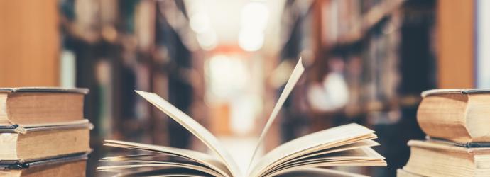 Open book in a library