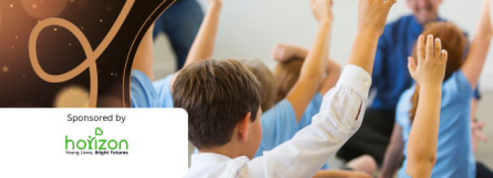 Specialist banner - students raise hands in classroom