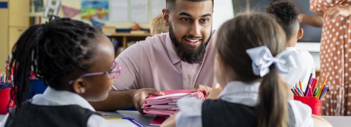 male teacher in classroom