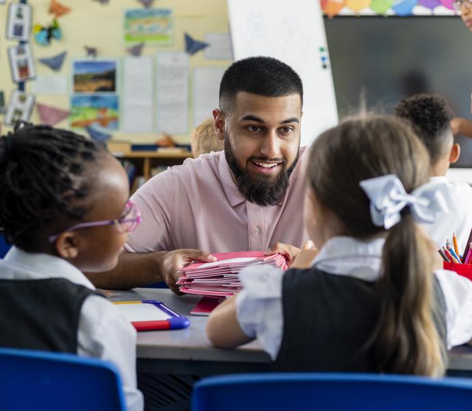 male teacher in classroom