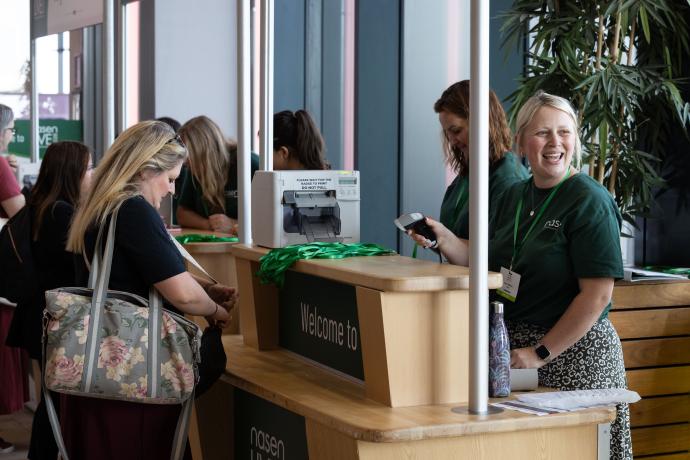 Lady scanning tickets